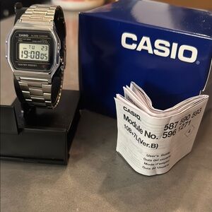 Casio Digital Watch with silver metal bracelet